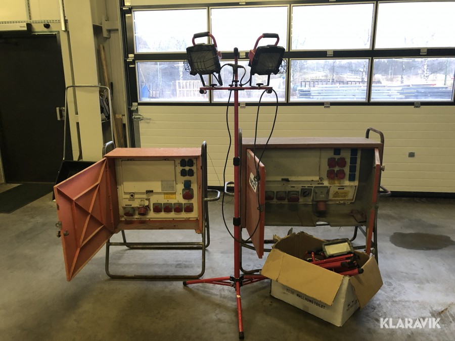 Byggelskåp och byggbelysning 