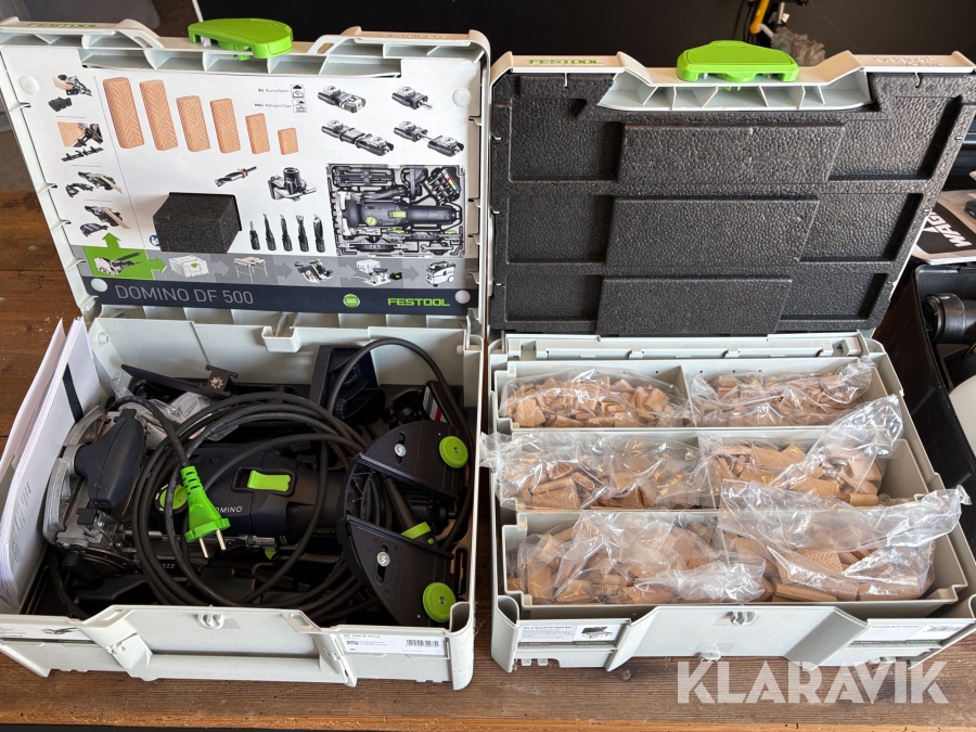 Förbindningsfräs Festool Domino DF 500 Q-plus komplett med en låda brickor