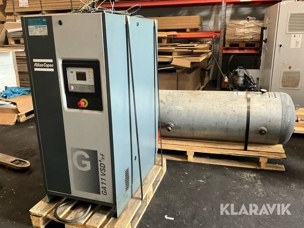 Kompressor Atlas Copco GA11VSD +FF med Lufttank 500L