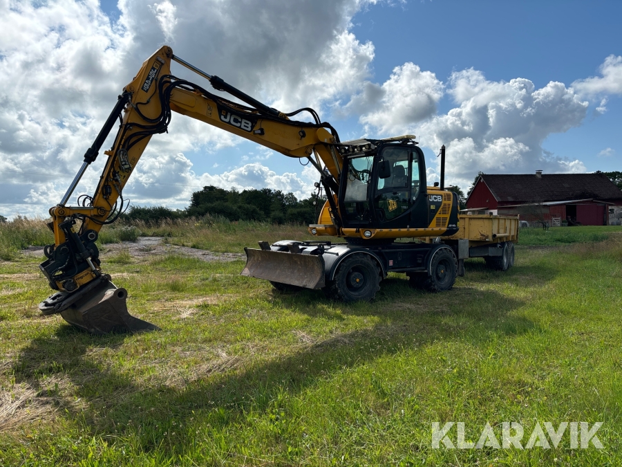 Hjulgrävmaskin JCB JS145W med tiltrotator, tippvagn, grävsystem och redskap
