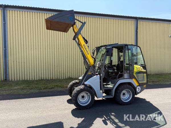 Kompaktlastare Kramer 5040 med skopa, gafflar & vikplog