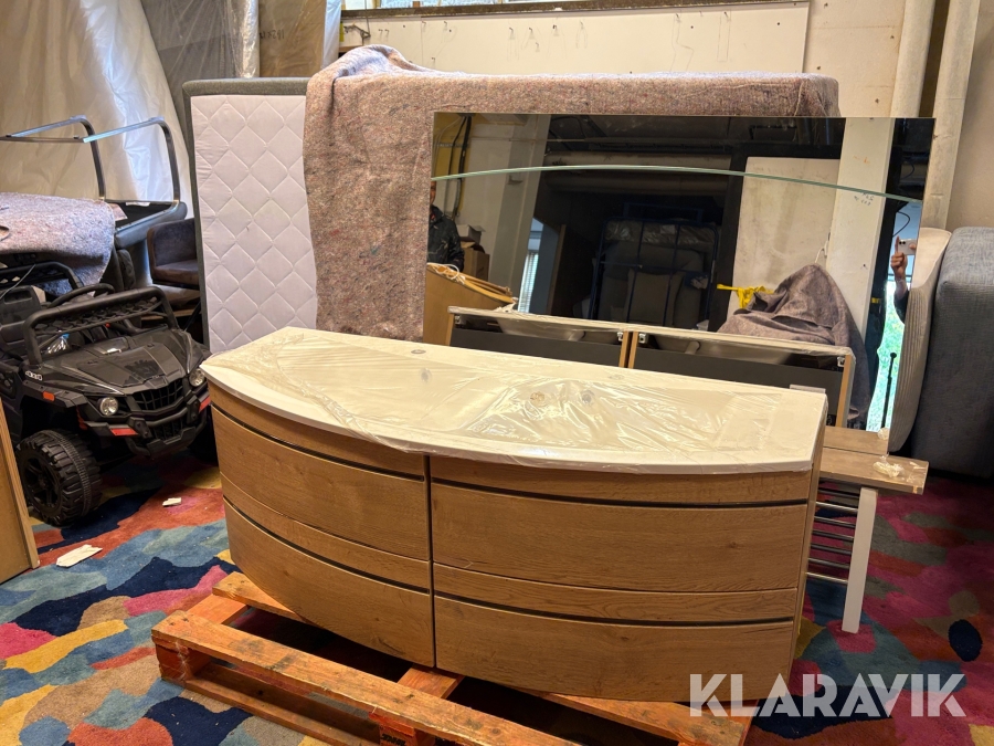 Kommod, handfat med spegel