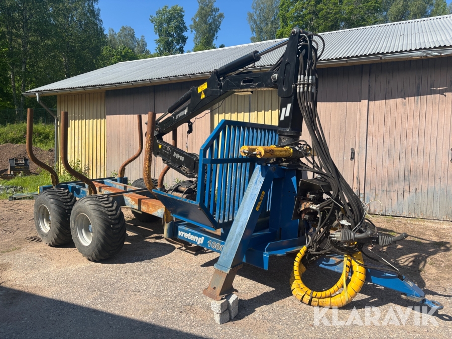 Timmerkärra Vreten 1000 med kran Vreten 65-40N