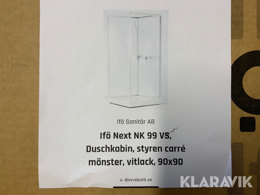Duschkabin Ifö next NK99 (överdel). 90x90 cm utan kar i botten