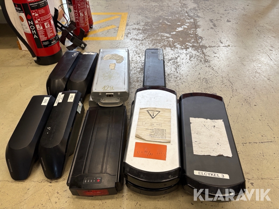 Elcykelbatterier Phylion, Biltema, Shimano.