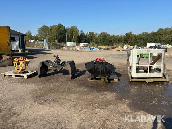 Gripskopa Kinshofer KM605HPX med rotator, timmergrip och grusskopa och personkorg