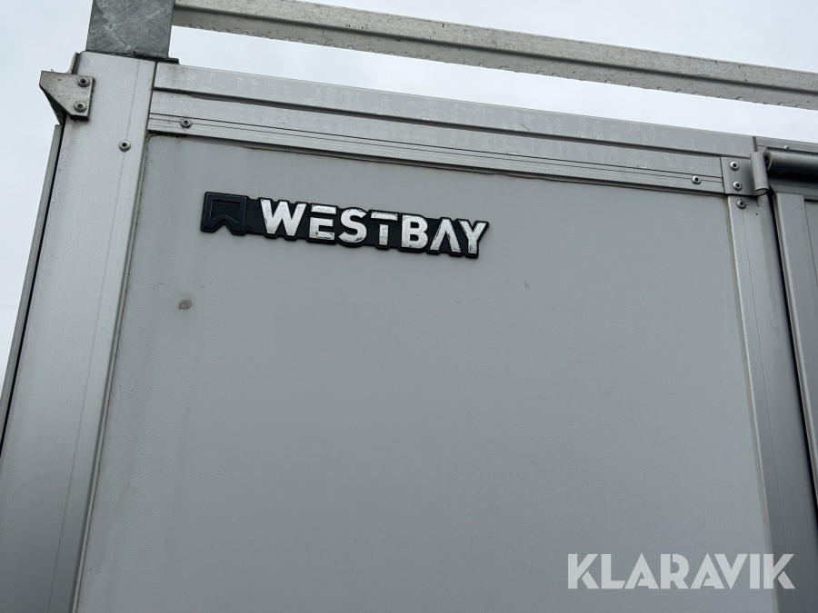 Personbilssläp Westbay Toolbox B1 med verkstadshyllor och förvaringslådor 