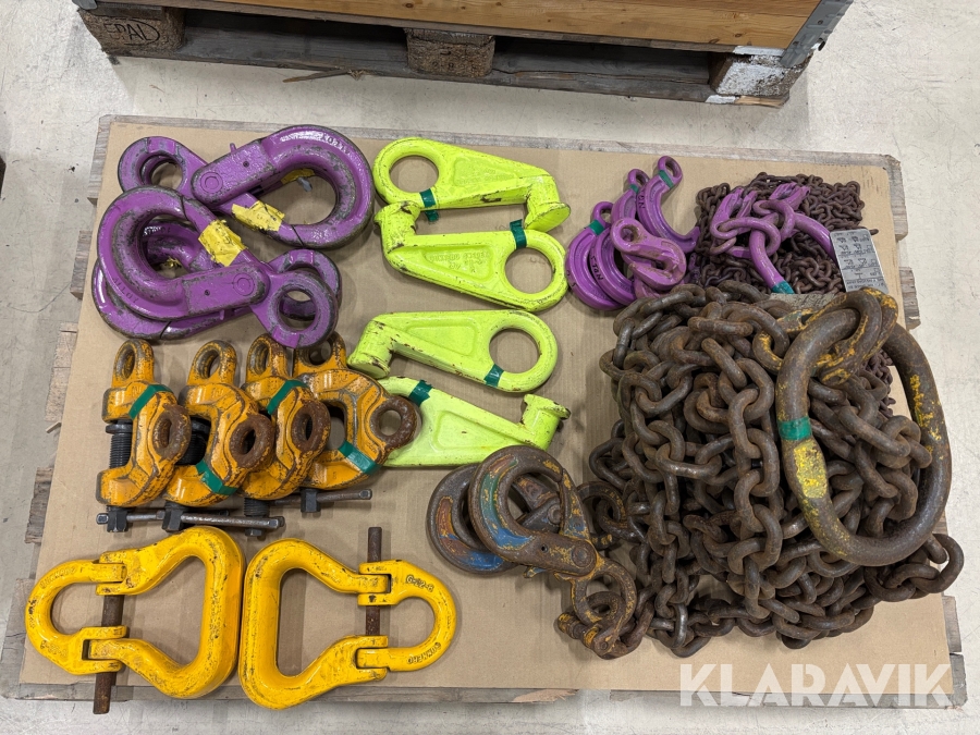 Diverse lyftutrustning Gunnebo rundslingskopplingar och krokar