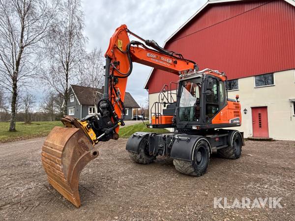 Hjulgrävare Doosan DX160W-5 med Engcon tiltrotator & planeringsskopa