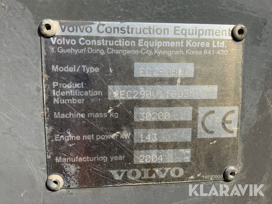 Grävmaskin Volvo EC290BLC