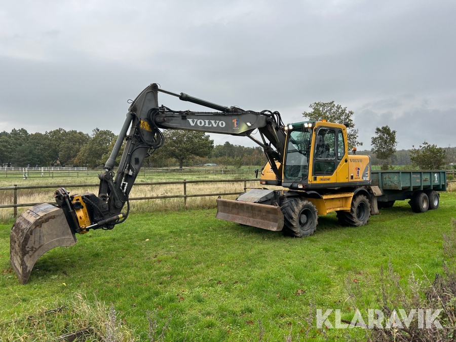 Hjulgrävare Volvo EW160B med tippkärra, tiltrotator och 2 st redskap