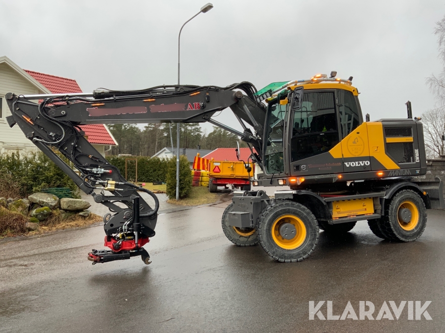 Grävmaskin Volvo EW 160E grävsystem, tiltrotator + 5 redskap + maskinkärra