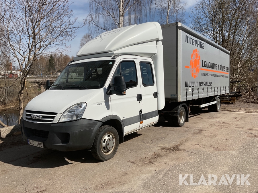 Dragbil Iveco Daily 35C18 Tractor Unit Crew med Trailer