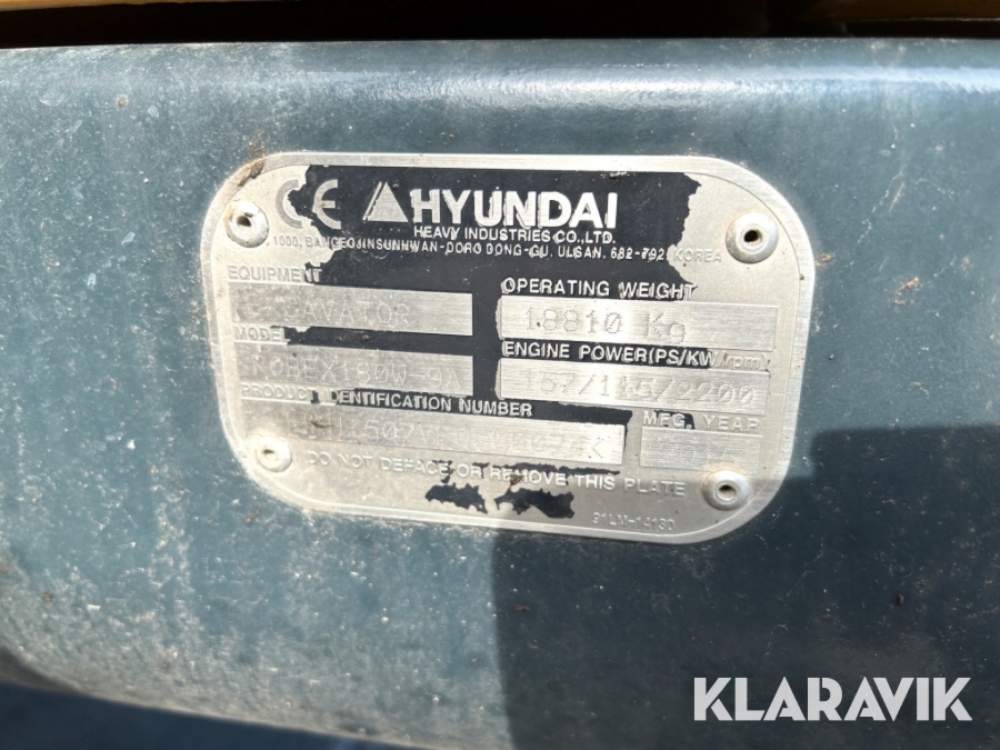 Hjulgrävmaskin Hyundai Robex 180w-9A
