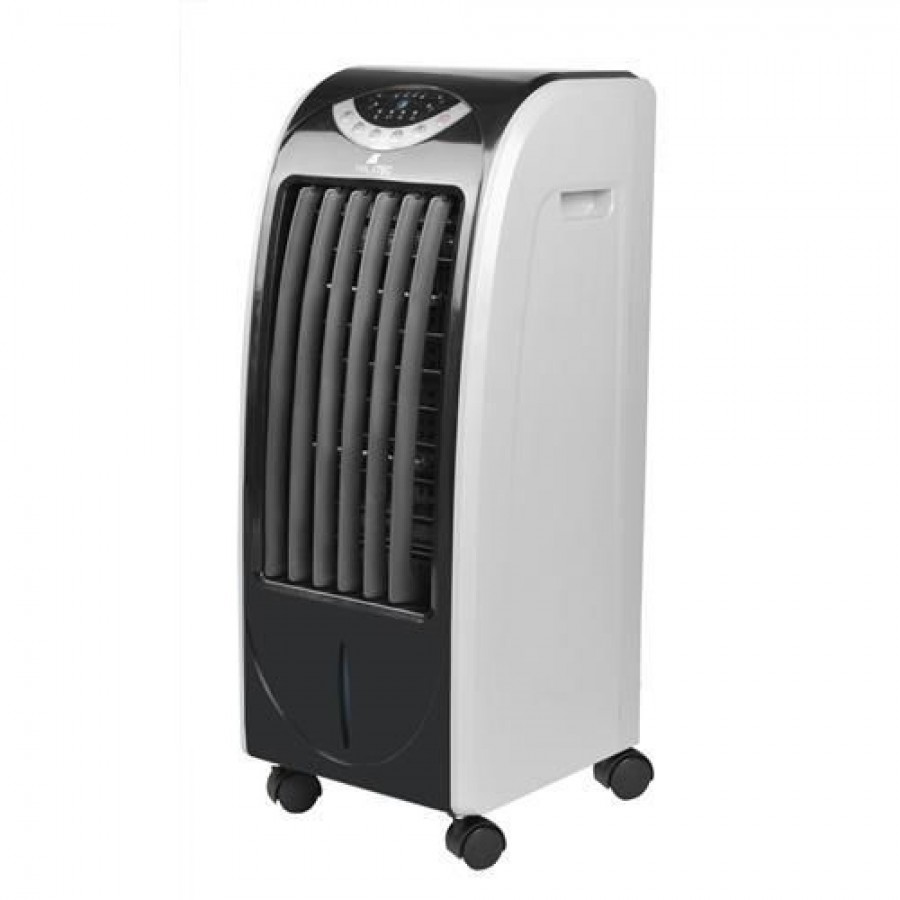 Portabel AC utan dränering genom vägg.