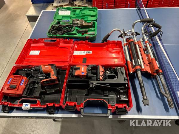 Linjelaser, Gipsskruvdragare, armeringsklipp, skruvautomat 2 st Hilti/ Bendorf PM 40MG/ SD5000A22/ SDT25-15/ SDT5/ DC16M