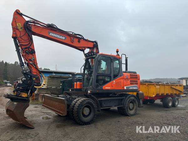 Hjulgrävmaskin Doosan DX160W-5 med grävsystem, tippkärra & planeringsskopa