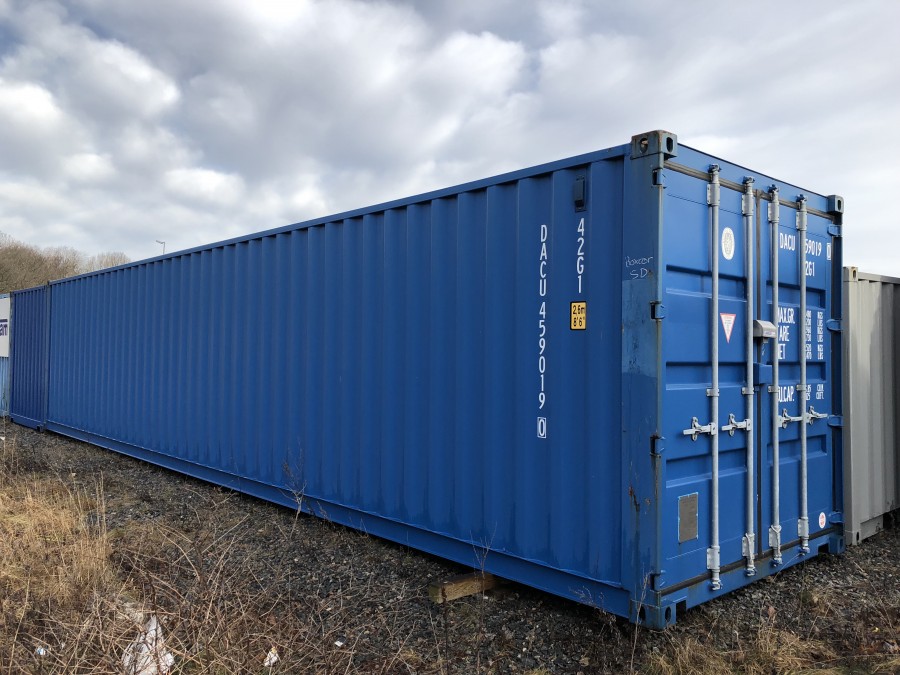 40 fots container med dörrar på långsidan