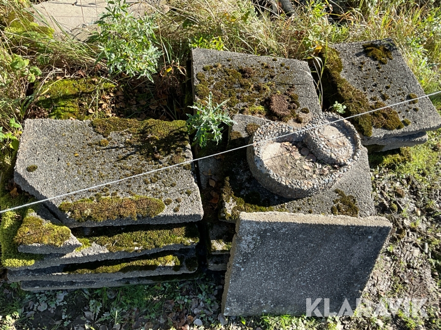 Stenplattor och fågelbad 17st