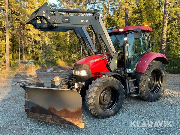 Traktor Case IH Maxxum 130 med lastare, Vikplog och Sandspridare