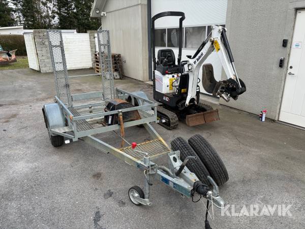 Grävmaskin Bobcat E 10Z med tilt, 3st skopor och släp