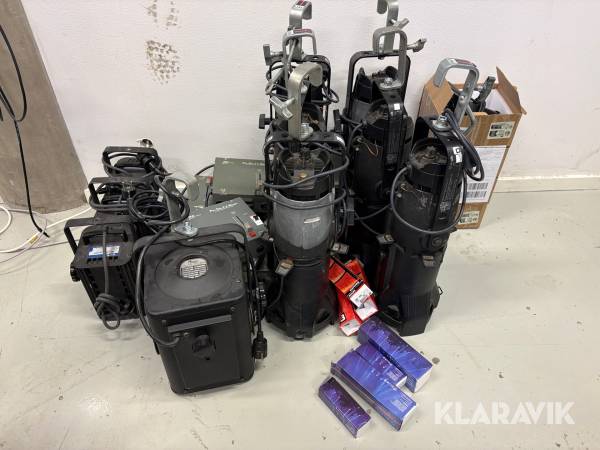 Scenljus, fresnel, profil, och dimmer