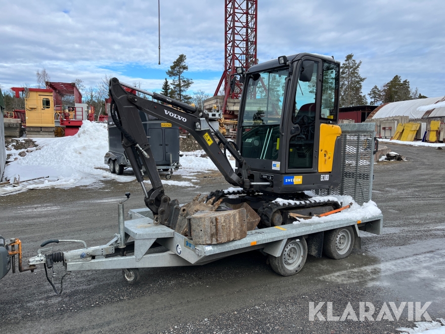 Grävmaskin Volvo EC18D med vagn