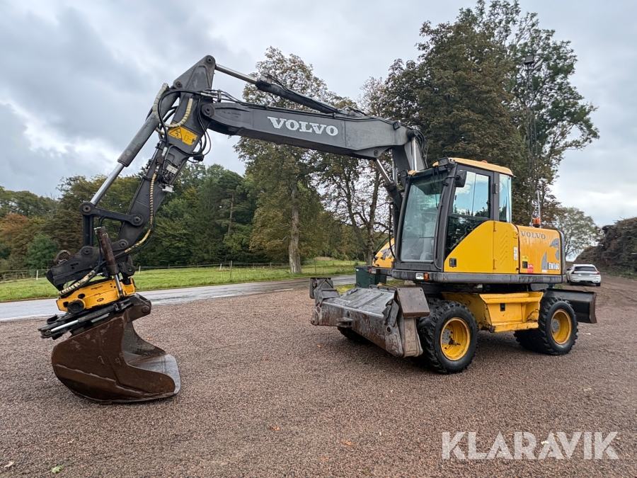 Grävmaskin Volvo EW160 med tiltrotator, skopor och diverse redskap