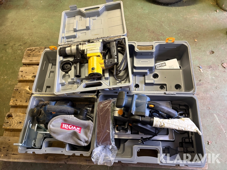 Elhyvel, bandslip och borrhammare Ryobi