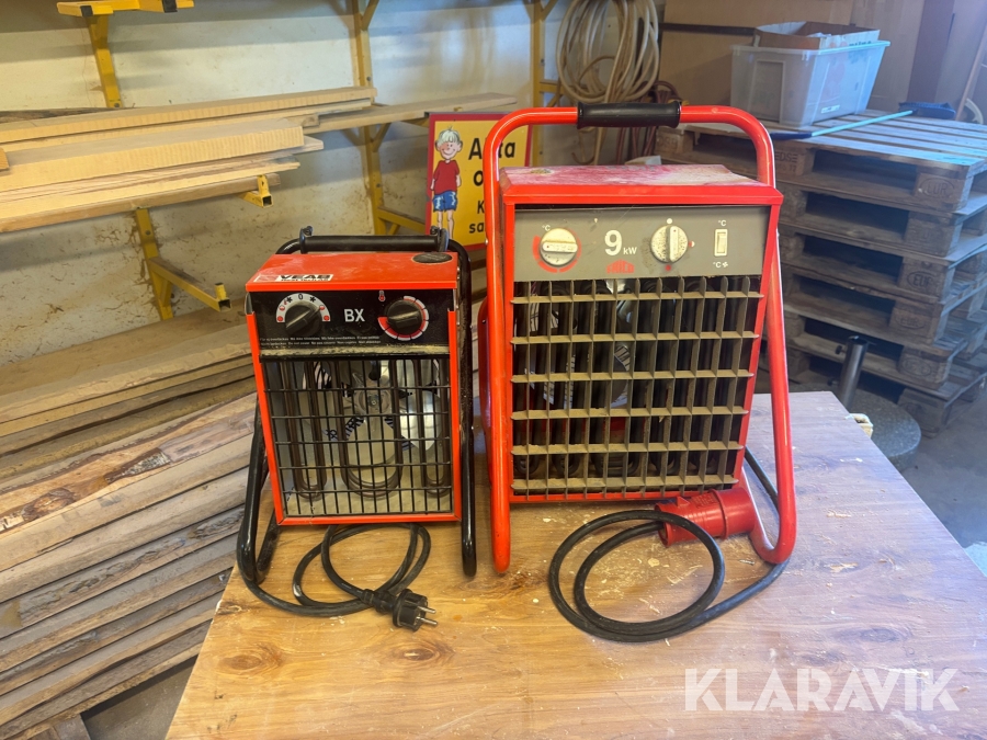 Värmefläktar 2 st Veab / Frico 2 kW/ 9 kW