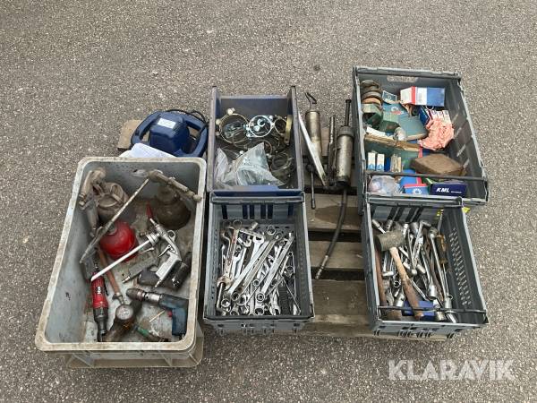 Tryckluftsverktyg, diverse handverktyg, SKF lager, slangklämmor