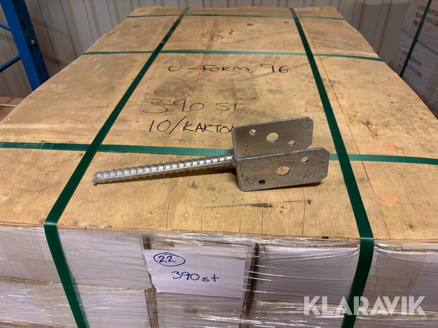 Stolpsko för ingjutning U-form 96x60x120x4.0x16x200mm 200st