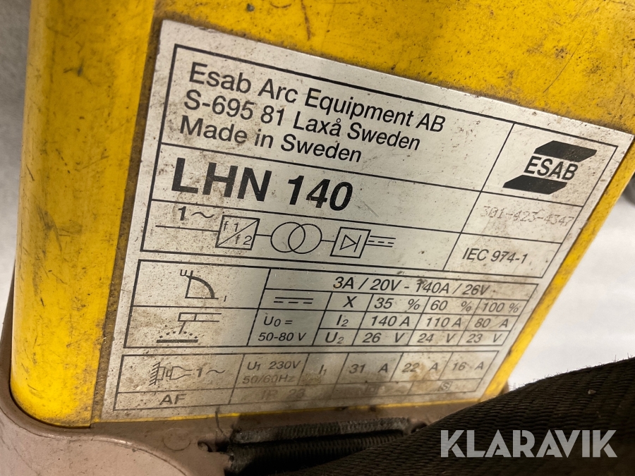 Pinnsvets Esab LHN 140, Bollnäs, Klaravik auktioner