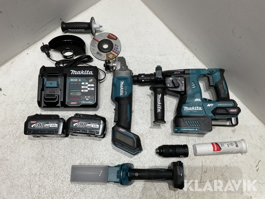 Verktygspaket Makita  Vinkelslip, Kombihammare, Lampa