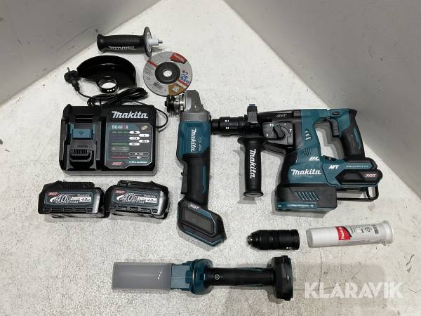 Verktygspaket Makita  Vinkelslip, Kombihammare, Lampa