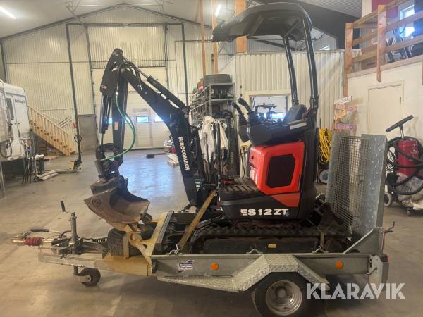 Minigrävare Euromach ES 12 ZT med kärra och 3 redskap