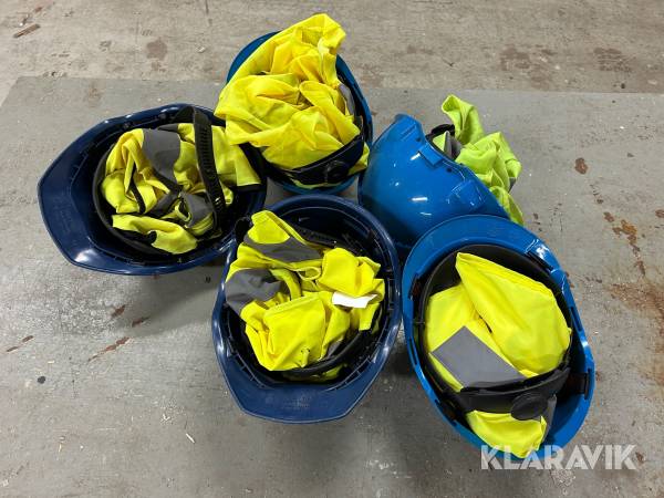 Bygghjälmar och varselväst 5 st