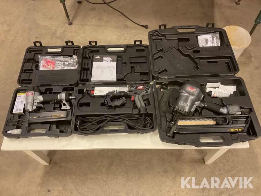 Parti med Spikpistol, gipsskruvdragare och dyckertpistol Senco/Aerfast