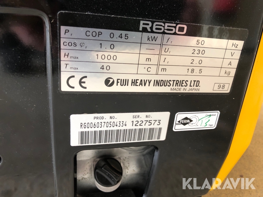 Klaravik Auktioner | Generator Robin R650