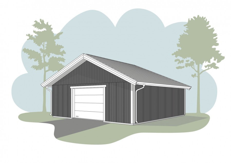 Garage enkelport i moduler ca 53kvm