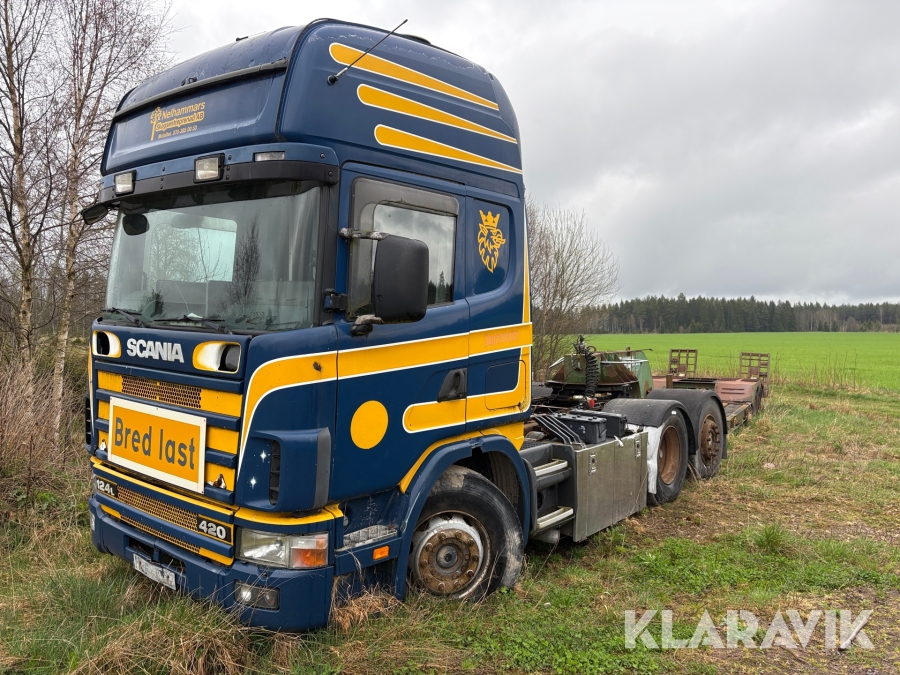 A-traktor Lastbil Scania 420 124L med maskintrailer