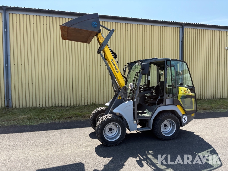 Kompaktlastare Kramer 5040 med skopa, gafflar & vikplog
