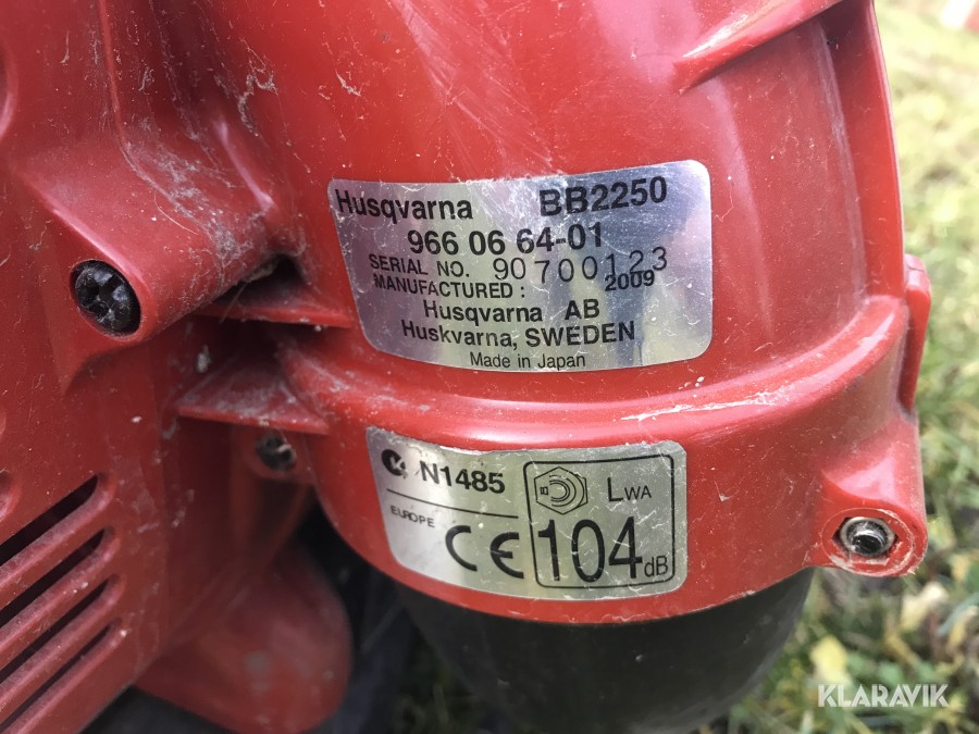 Klaravik Auktioner Lövblås Jonsered/Husqvarna BB2250