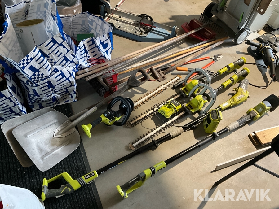 Parti med Trädgårdsredskap Ryobi One + HP, OHT 1850X x2, OPP1820 & OPT1845