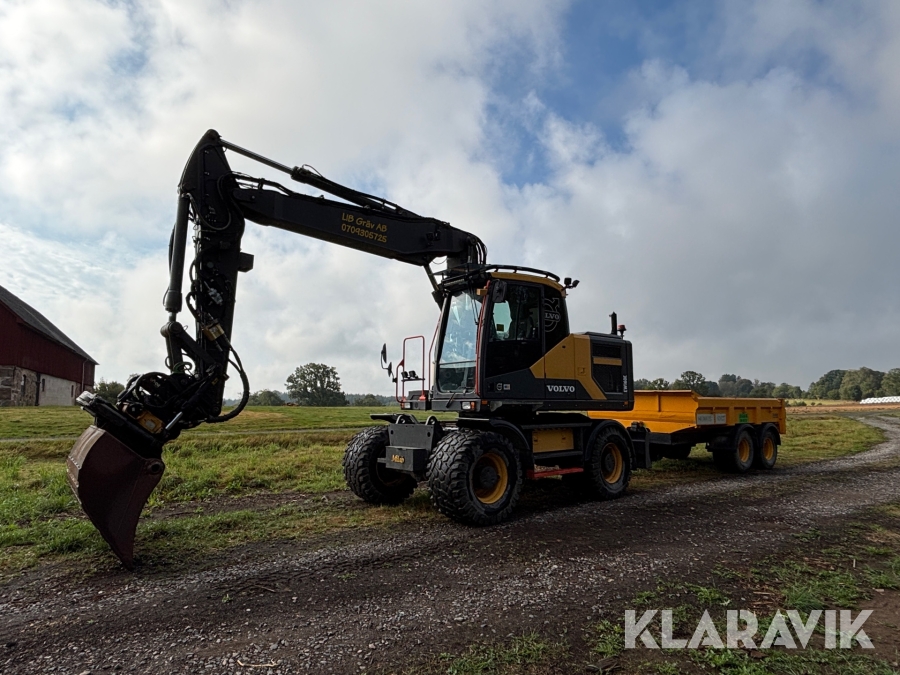 Hjulgrävare Volvo EW160E med vagn, tiltrotator & 2D