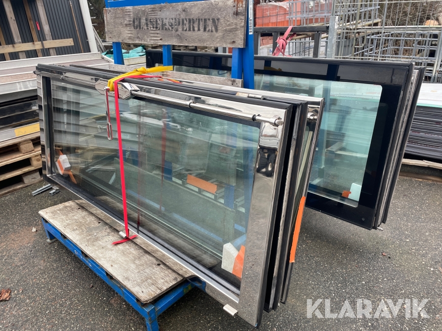Vikdörrar 3-delade glas och rostfritt stål, 2 st Ö-metall