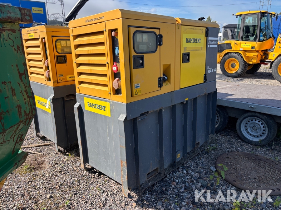 Elverk Atlas Copco QAS14 Diesel 15KVA 500L tank