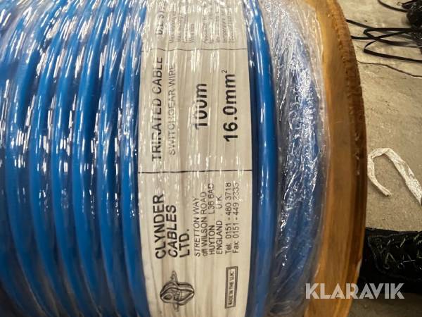 Parti med kabel Tri-rated Switchgear wire 100m, 16mm^2 - U.L. Style 1283 - BLUE