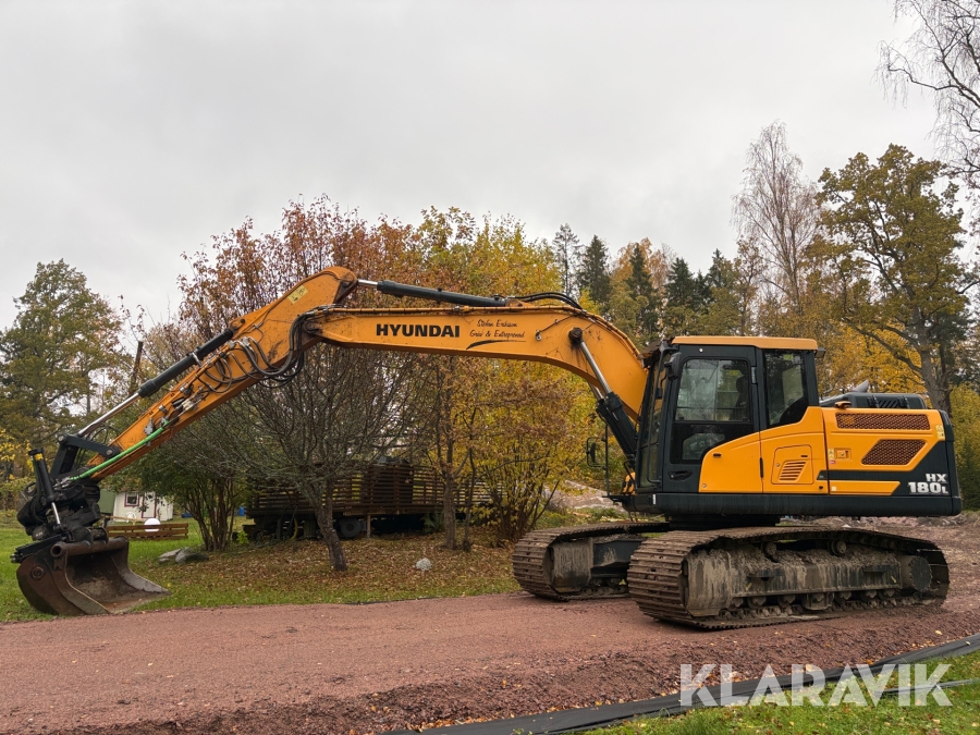 Grävmaskin Hyundai HX180LC med tiltrotator och skopa