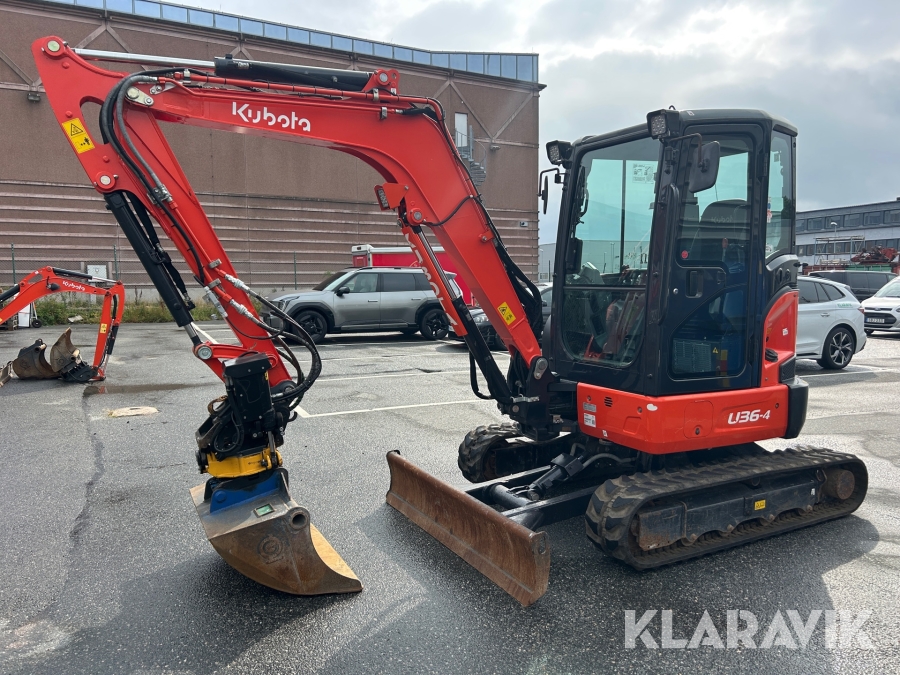 Grävmaskin Kubota U36-4 med rotator & 3 skopor